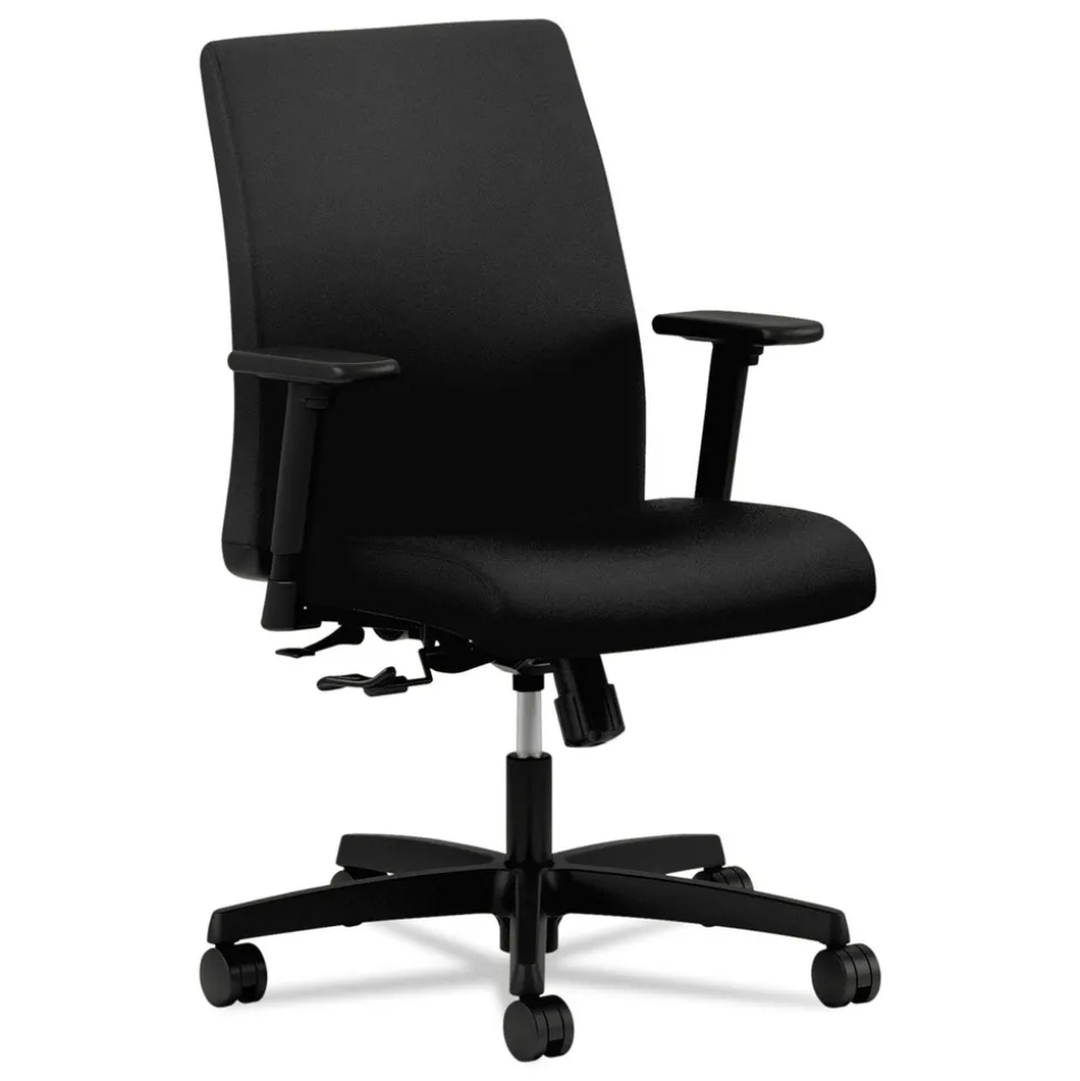 HON Ignition Series 17 in. to 21.5 in. Seat Height Supports Up to 300 lb Fabric Low-Back Task Chair - Black