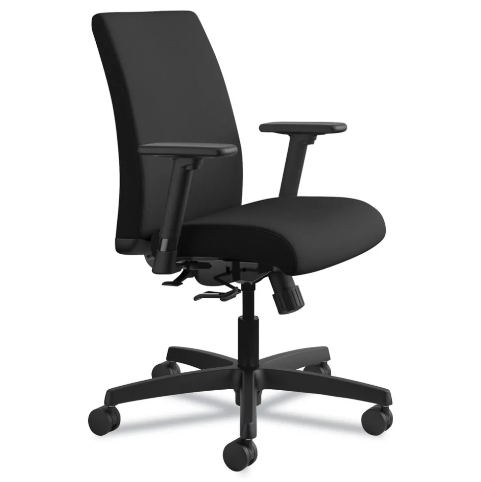 HON Ignition Series 17 in. to 21.5 in. Seat Height Supports Up to 300 lb Fabric Low-Back Task Chair - Black