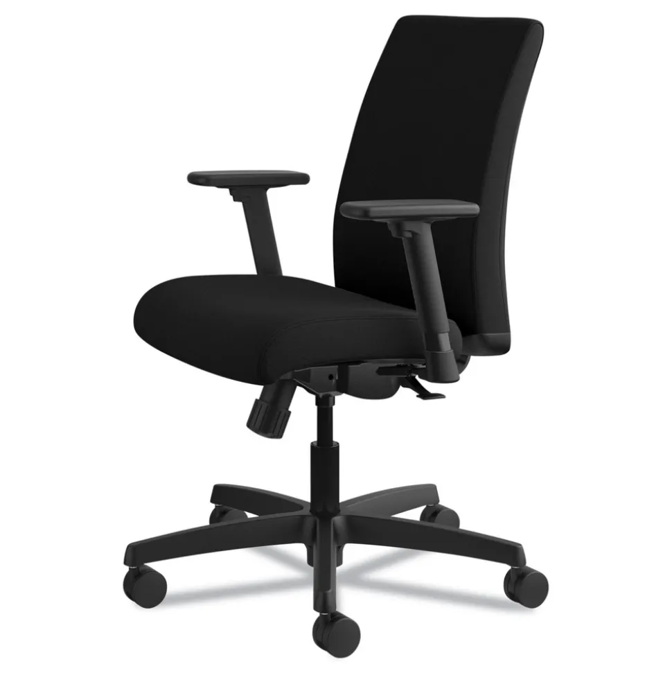 HON Ignition Series 17 in. to 21.5 in. Seat Height Supports Up to 300 lb Fabric Low-Back Task Chair - Black
