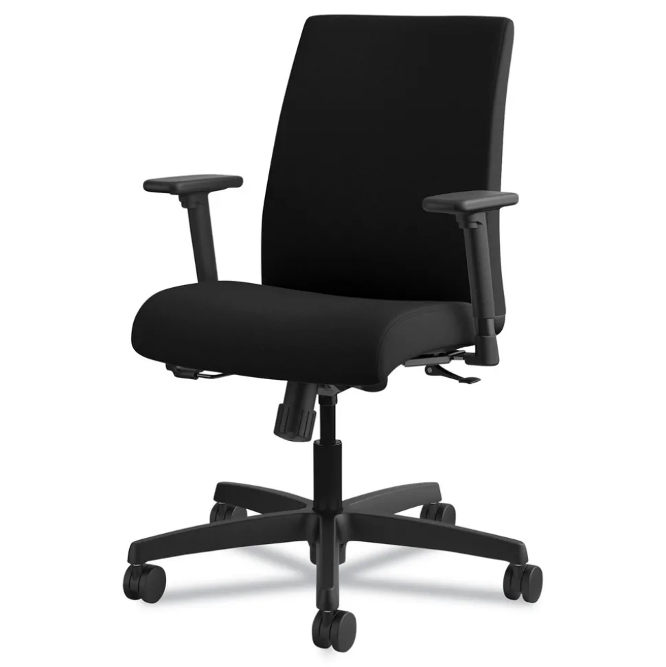 HON Ignition Series 17 in. to 21.5 in. Seat Height Supports Up to 300 lb Fabric Low-Back Task Chair - Black