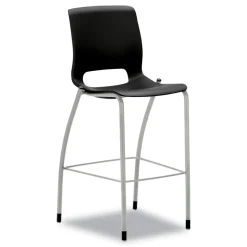 HON Motivate Four-Leg 30 in. Seat Height Supports Up to 300 lbs. Cafe Height Stool - Onyx Seat/Back, Platinum Base