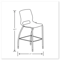 HON Motivate Four-Leg 30 in. Seat Height Supports Up to 300 lbs. Cafe Height Stool - Onyx Seat/Back, Platinum Base