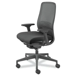 HON Nucleus Series 16.63 to 21.13 Seat Height Supports Up to 300 lb Recharge Task Chair - Black Seat/Back, Black Base