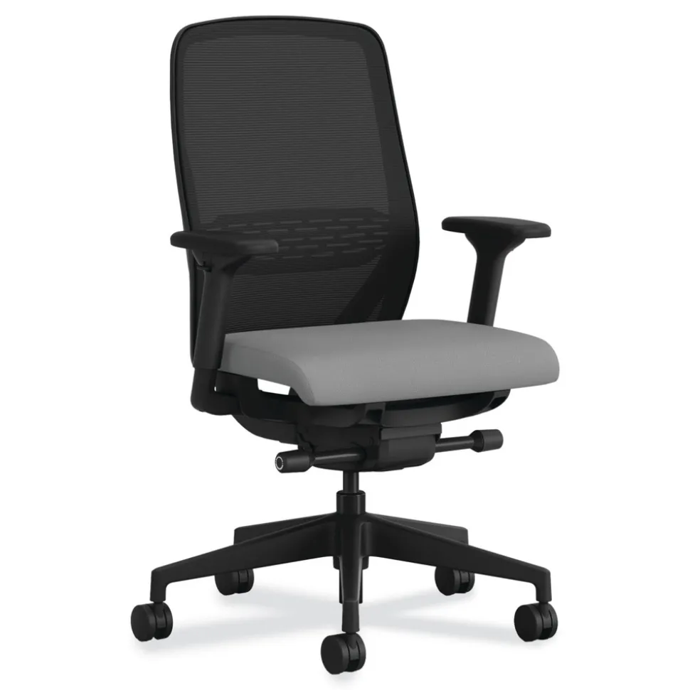 HON Nucleus Series 16.63 to 21.13 Seat Height Recharge Task Chair - Frost Seat, Black Back, Black Base