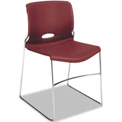 HON Olson Supports Up to 300 lbs., Stacker High Density Chair - Mulberry Seat/Back/Chrome Base (4 Chairs/Carton)