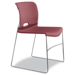 HON Olson Supports Up to 300 lbs., Stacker High Density Chair - Mulberry Seat/Back/Chrome Base (4 Chairs/Carton)