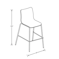 HON Ruck 30 in. Seat Height Supports Up to 300 lbs. Laminate Stool - Charcoal Seat/Back, Silver Base