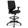 HON Solve Series Upholstered Back Task Stool Supports Up to 300 lbs. 23 in. to 33 in. Seat Height Ink Seat/Back - Black Base
