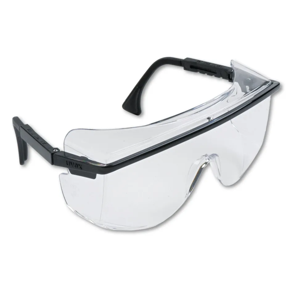 Honeywell Uvex Astro OTG 3001 Wraparound Safety Glasses - Black Plastic Frame, Clear Lens