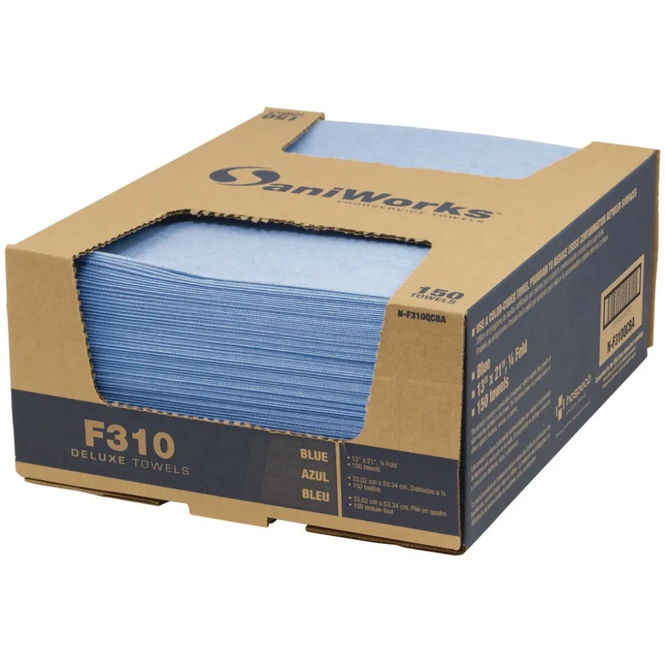 HOSPECO 13 in. x 21 in. 1-Ply Deluxe Foodservice Wiper - Blue (150/Carton)