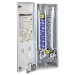 HOSPECO 11.13 in. x 7.63 in. x 26.38 in. 25 Cent Coin Mechanism Dual Sanitary Napkin/Tampon Dispenser - White/Blue