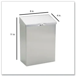 HOSPECO 8 in. x 4 in. x 11 in. Wall Mount Sanitary Napkin Receptacle - Stainless Steel