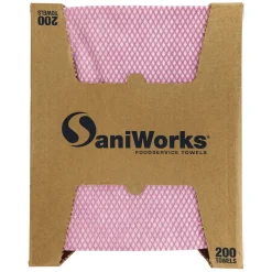 HOSPECO Choice 12 in. x 21 in. 1-Ply Counter Foodservice Wiper - Pink/White (200/Carton)