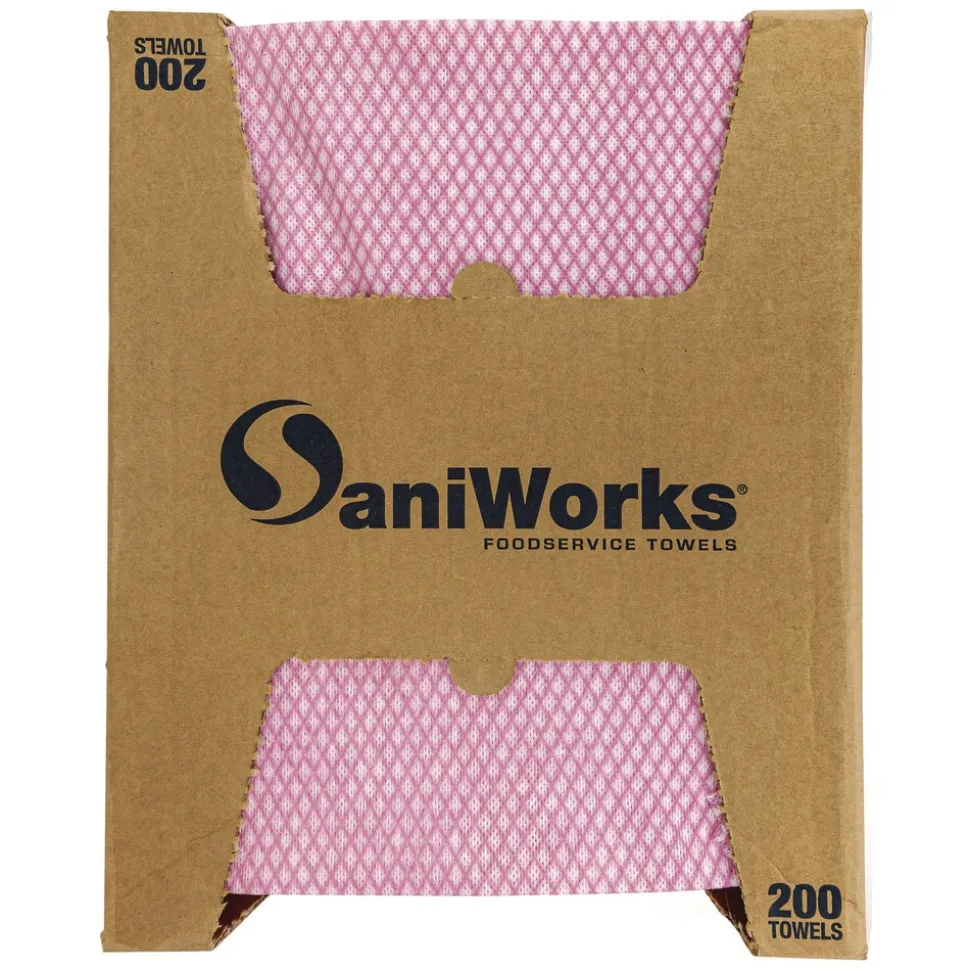 HOSPECO Choice 12 in. x 21 in. 1-Ply Counter Foodservice Wiper - Pink/White (200/Carton)