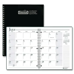 House of Doolittle 11 in. x 8.5 in. 14-Month (Jul 2025-Aug 2026) Wirebound Academic Monthly Planner - Black Cover