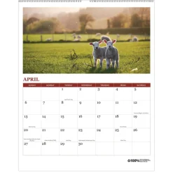 House of Doolittle 11 in. x 14 in. 12-Month (Jan-Dec 2026) 100 Percent Recycled Farm Life Wall Calendar - White/Multicolor Sheets
