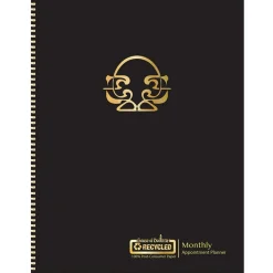 House of Doolittle 11 in. x 8.5 in. 12-Month (Jan-Dec 2026) 100 Percent Recycled Deco Days Monthly Planner - Black/Gold Cover
