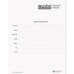 House of Doolittle 11 in. x 8.5 in. Sheets 45-Week Span 7 Classes Weekly Recycled Teacher's Planner - Blue Cover