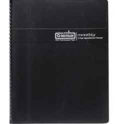 House of Doolittle 11 in. x 8.5 in. 24-Month (Jan 2026-Dec 2027) Recycled Ruled Monthly Planner - Black Cover