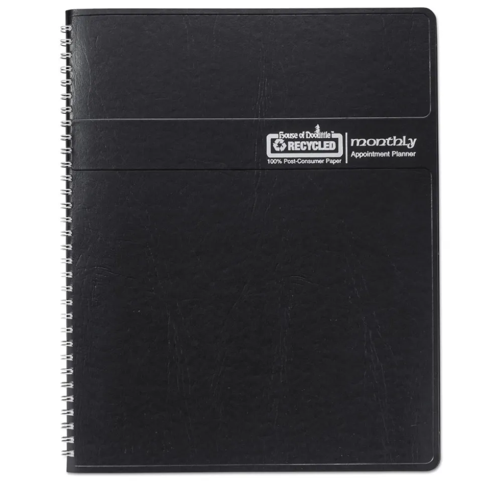 House of Doolittle 8.75 in. x 6.78 in. 14-Month (Dec 2025-Jan 2027) Recycled Ruled Monthly Planner - Black Cover
