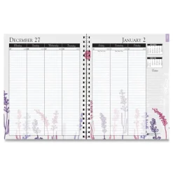 House of Doolittle 9 in. x 7 in. 12-Month (Jan-Dec 2026) Recycled Wild Flower Weekly/Monthly Planner - Gray/White/Purple Cover