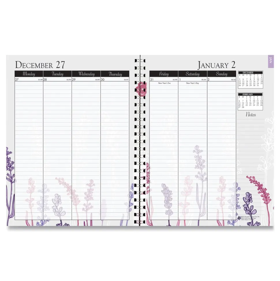 House of Doolittle 9 in. x 7 in. 12-Month (Jan-Dec 2026) Recycled Wild Flower Weekly/Monthly Planner - Gray/White/Purple Cover