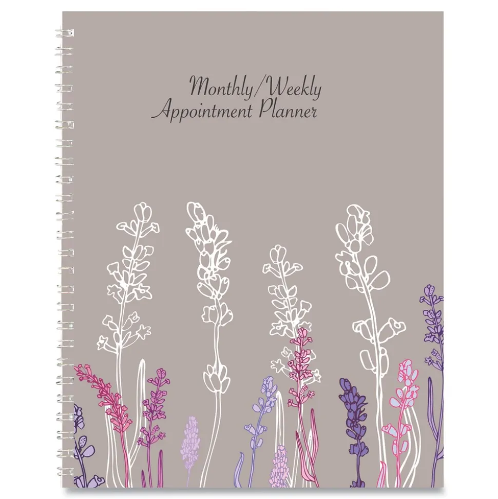House of Doolittle 9 in. x 7 in. 12-Month (Jan-Dec 2026) Recycled Wild Flower Weekly/Monthly Planner - Gray/White/Purple Cover