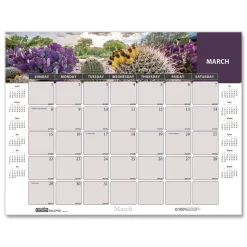 House of Doolittle 17 in. x 22 in. 12-Month (Jan-Dec 2026) Recycled Succulent and Cacti Desk Pad Calendar - Multicolor Sheets/Black Corners