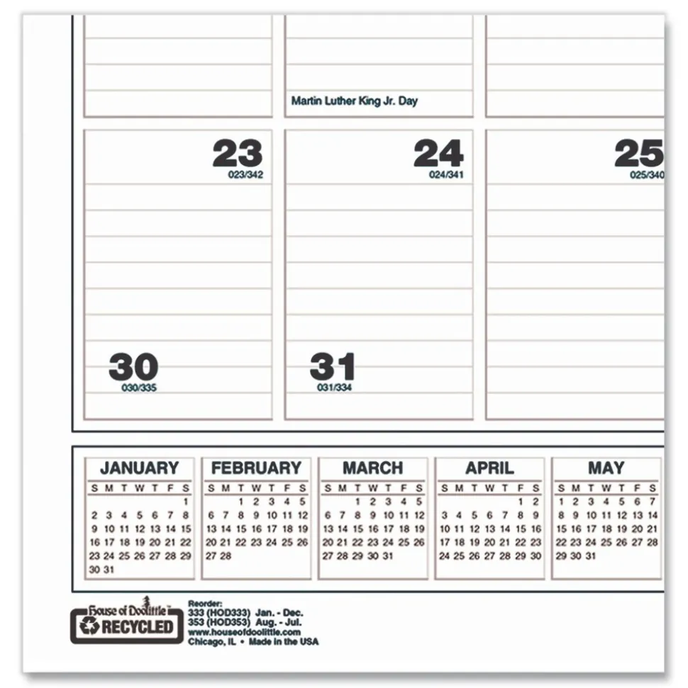 House of Doolittle 12 in. x 17 in. 12-Month (Jan-Dec 2026) Bar Harbor Recycled Wirebound Monthly Wall Calendar - White/Blue/Gray Sheets