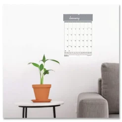 House of Doolittle 12 in. x 17 in. 12-Month (Jan-Dec 2026) Bar Harbor Recycled Wirebound Monthly Wall Calendar - White/Blue/Gray Sheets