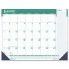 House of Doolittle 22 in. x 17 in. 13-Month (Jan 2026-Jan 2027) Express Track Monthly Desk Pad Calendar - White/Teal Sheets/Teal Binding