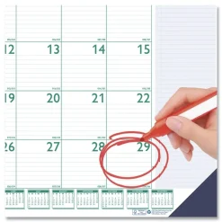 House of Doolittle 22 in. x 17 in. 13-Month (Jan 2026-Jan 2027) Express Track Monthly Desk Pad Calendar - White/Teal Sheets/Teal Binding