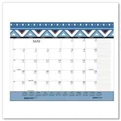House of Doolittle 22 in. x 17 in. 12-Month Jan-Dec 2026 Recycled Desk Pad Calendar - Geometric Artwork/White Sheets/Black Binding/Corners