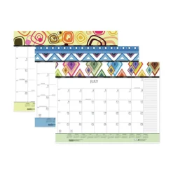 House of Doolittle 22 in. x 17 in. 12-Month Jan-Dec 2026 Recycled Desk Pad Calendar - Geometric Artwork/White Sheets/Black Binding/Corners