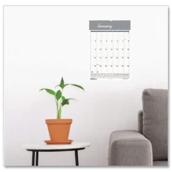 House of Doolittle 8.5 in. x 11 in. 12-Month (Jan-Dec 2026) Bar Harbor Recycled Wirebound Monthly Wall Calendar - White/Blue/Gray Sheets