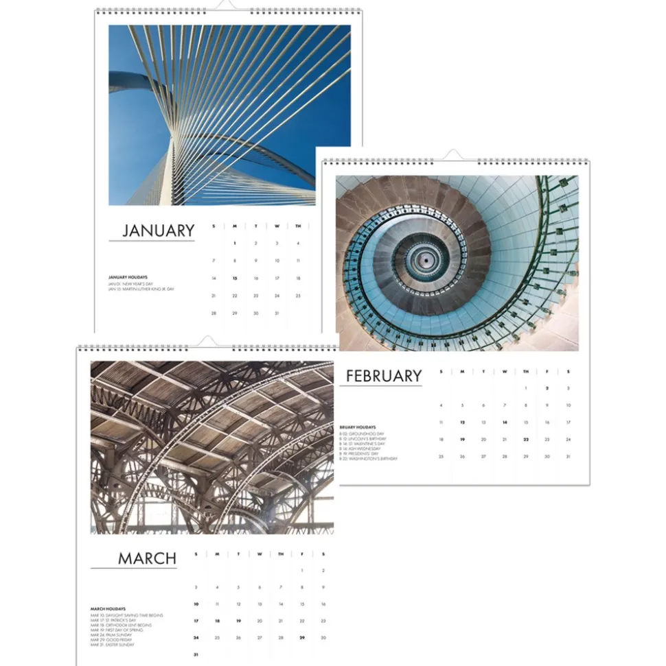 House of Doolittle 14 in. x 11 in. 12-Month (Jan-Dec 2026) 100 Percent Recycled Abstract Architecture Wall Calendar - White Sheets