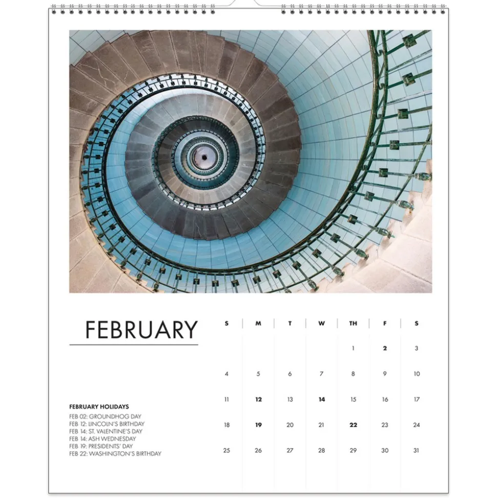 House of Doolittle 14 in. x 11 in. 12-Month (Jan-Dec 2026) 100 Percent Recycled Abstract Architecture Wall Calendar - White Sheets