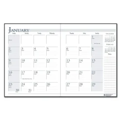 House of Doolittle 11 in. x 8.5 in. 14-Month (Dec 2025-Jan 2027) Recycled Ruled Planner with Leatherette Cover - Black Cover