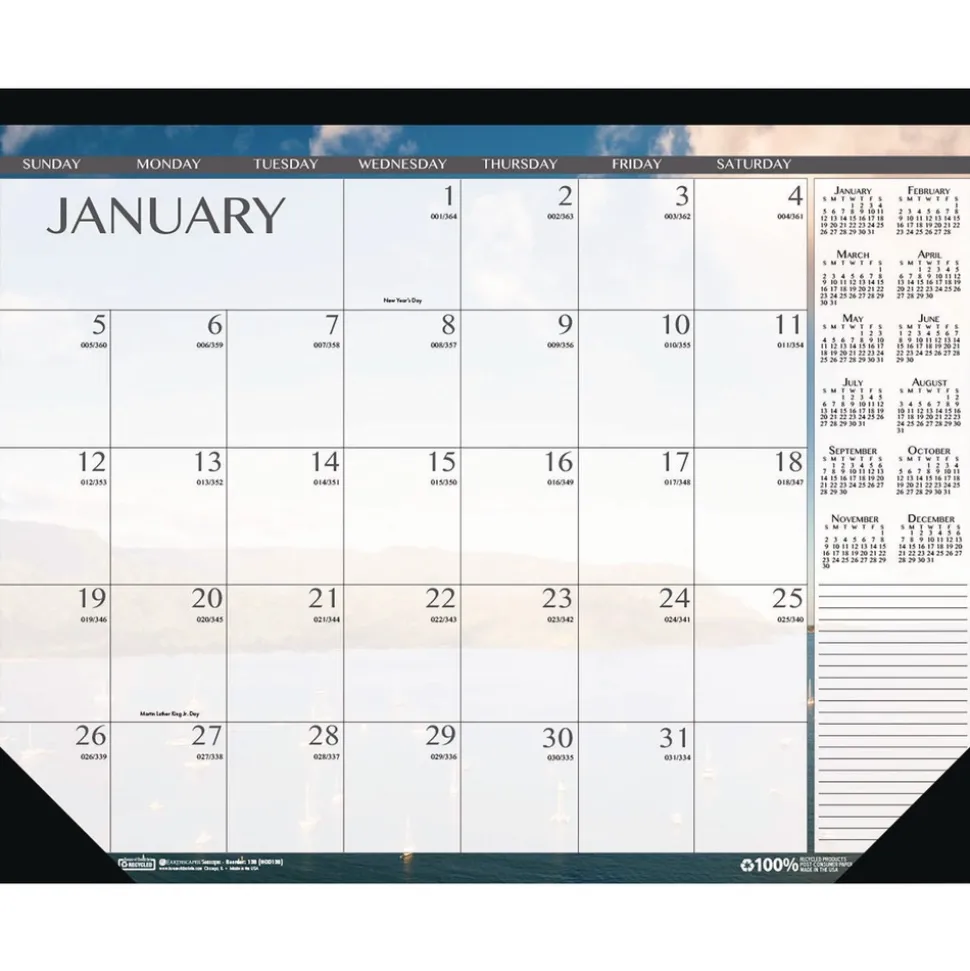 House of Doolittle Earthscapes 18.5 in. x 13 in. 12-Month (Jan to Dec) 2026 Recycled Desk Pad Calendar - Multicolor