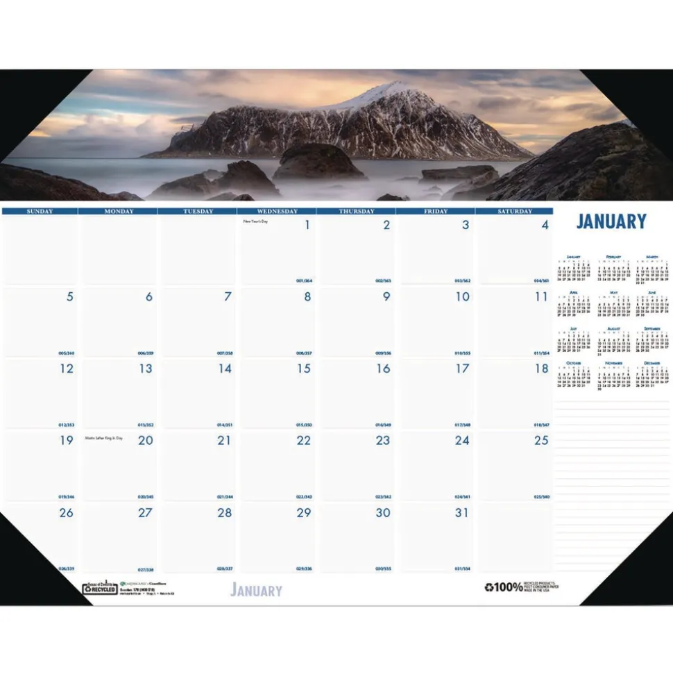 House of Doolittle Earthscapes 18.5 in. x 13 in. 12-Month (Jan-Dec) 2026 Recycled Monthly Desk Pad Calendar - Coastlines Photos