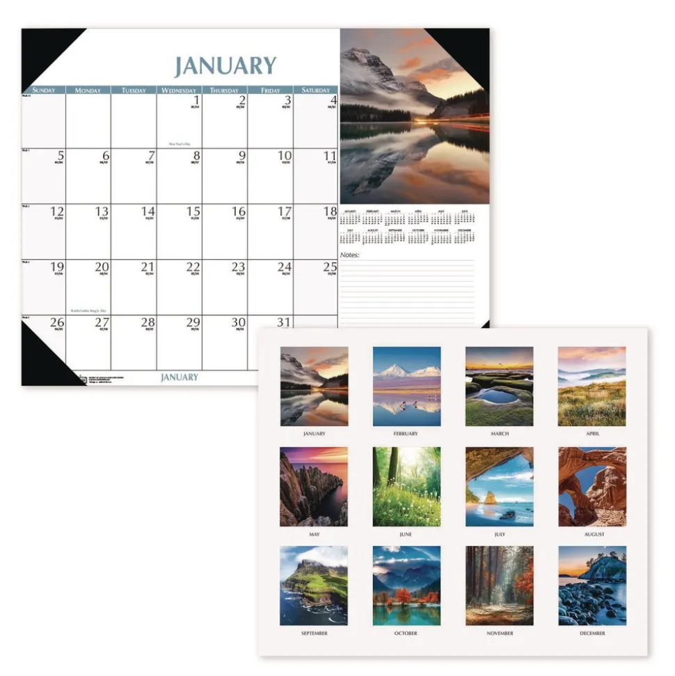 House of Doolittle Earthscapes 18.5 in. x 13 in. 12-Month (Jan to Dec) 2026 Scenic Desk Pad Calendar - Scenic Photos