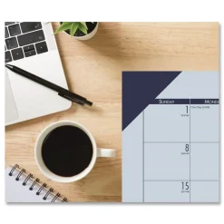 House of Doolittle EcoTones 22 in. x 17 in. 12-Month (Jan-Dec) 2026 Recycled Monthly Desk Pad Calendar - Ocean Blue/Black