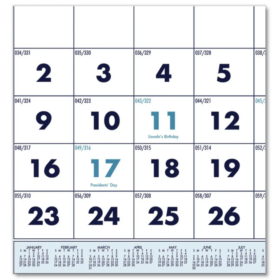 House of Doolittle 14-Month: Dec 2025 to Jan 2027 12.25 in. x 26 in. Vertical Orientation Recycled Three-Month Format Wall Calendar - White Sheets