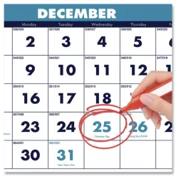 House of Doolittle 14-Month: Dec 2025 to Jan 2027 12.25 in. x 26 in. Vertical Orientation Recycled Three-Month Format Wall Calendar - White Sheets