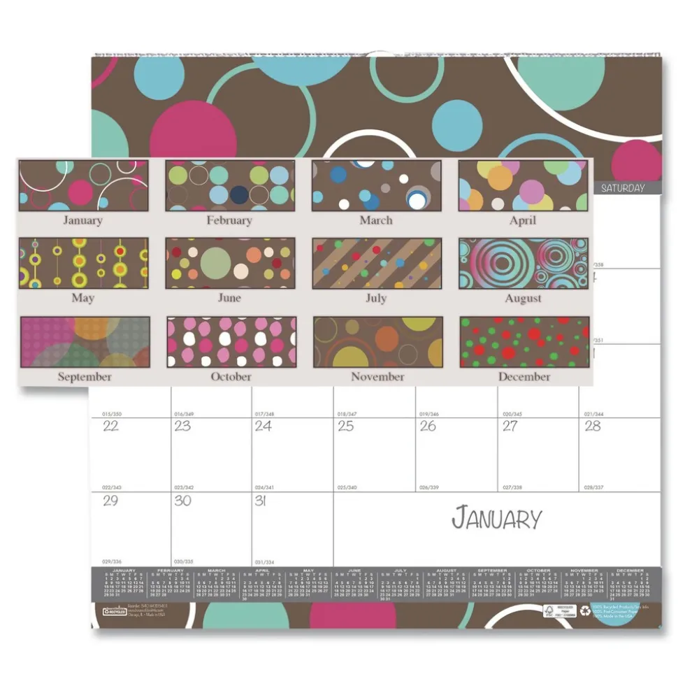 House of Doolittle 12-Month (Jan to Dec): 2026 12 in. x 12 in. Recycled Bubbleluxe Wall Calendar - White/Multicolor Sheets