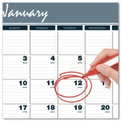 House of Doolittle 14-Month: Dec 2025 to Jan 2027 15.5 in. x 22 in. Bar Harbor Recycled Wirebound 3-Months-Per-Page Wall Calendar - White/Blue/Gray