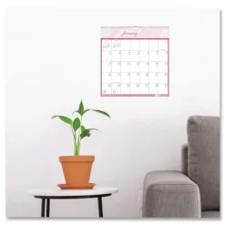 House of Doolittle 12-Month (Jan-Dec): 2026 12 in. x 12 in. Breast Cancer Awareness Artwork Recycled Monthly Wall Calendar - White/Pink/Gray Sheets