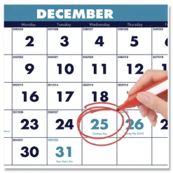 House of Doolittle 14-Month: Dec 2025 to Jan 2027 8 in. x 17 in. Vertical Orientation Recycled Three-Month Format Wall Calendar - White Sheets