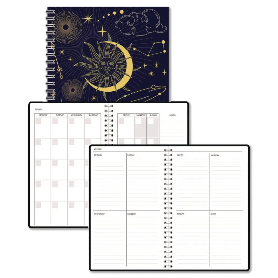 House of Doolittle Recycled Non-Dated Monthly/Weekly Celestial Planner - Blue/Gold Cover
