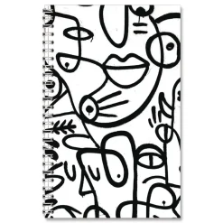 House of Doolittle Recycled Non-Dated Monthly/Weekly Abstract Faces Planner - Black/White Cover